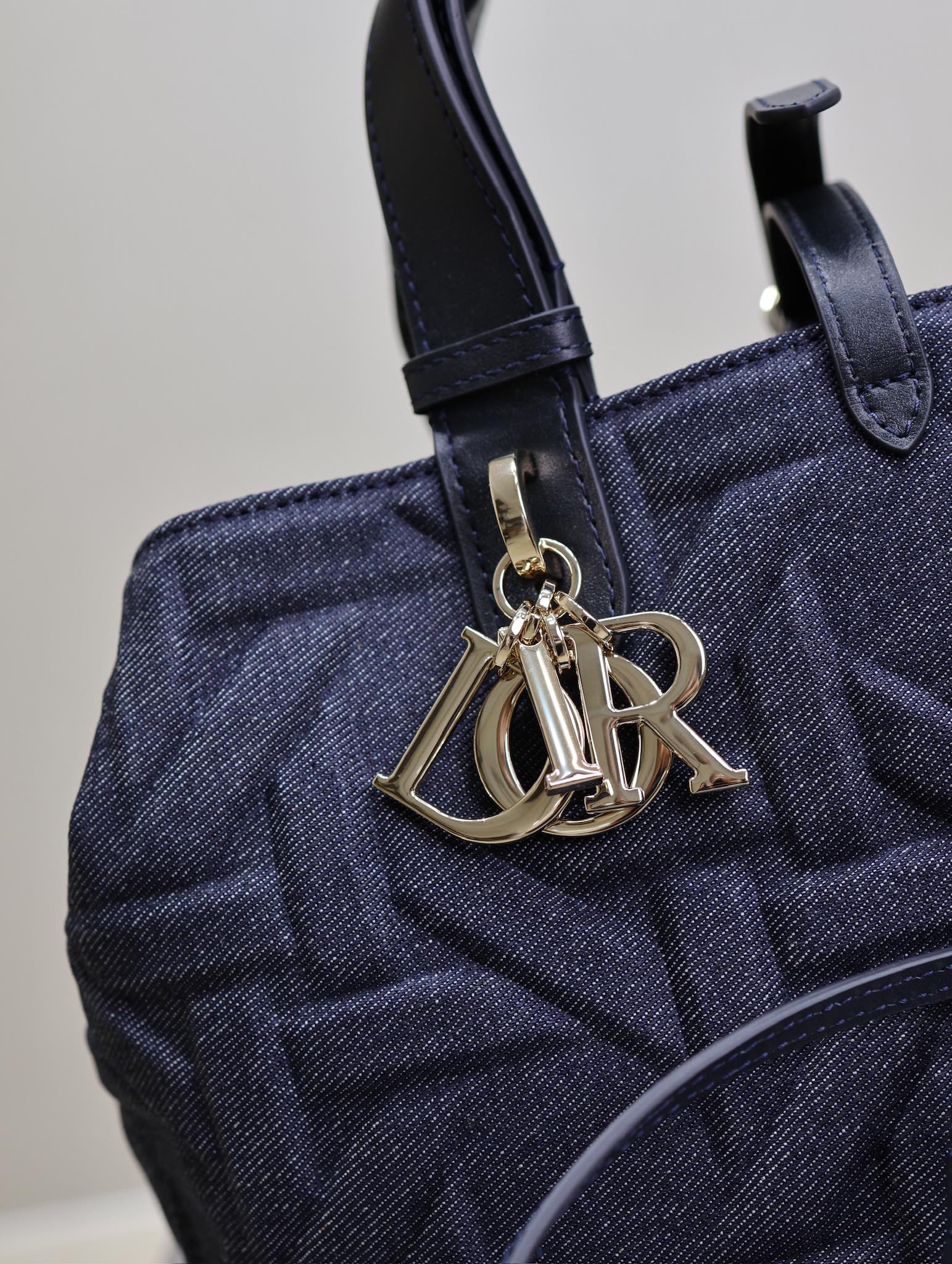 Medium Dior Toujours Bag Blue Graphic Cannage Denim